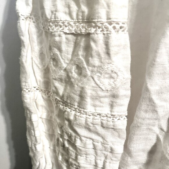 Rachel Zoe white linen and cotton v neck long sleeve blouse - Picture 5 of 6